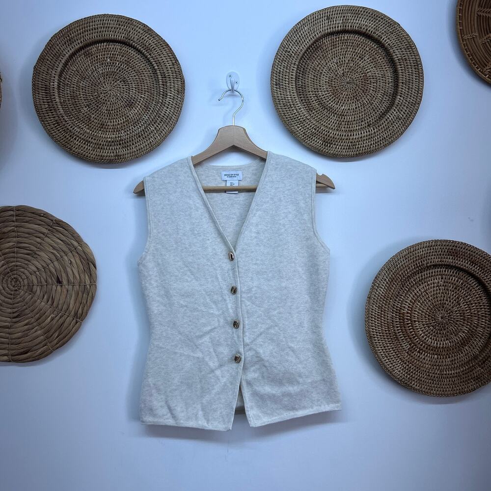 Song of Style Aimee Song Sweater Tank Vest Small Minimalist Neutral Gold Button